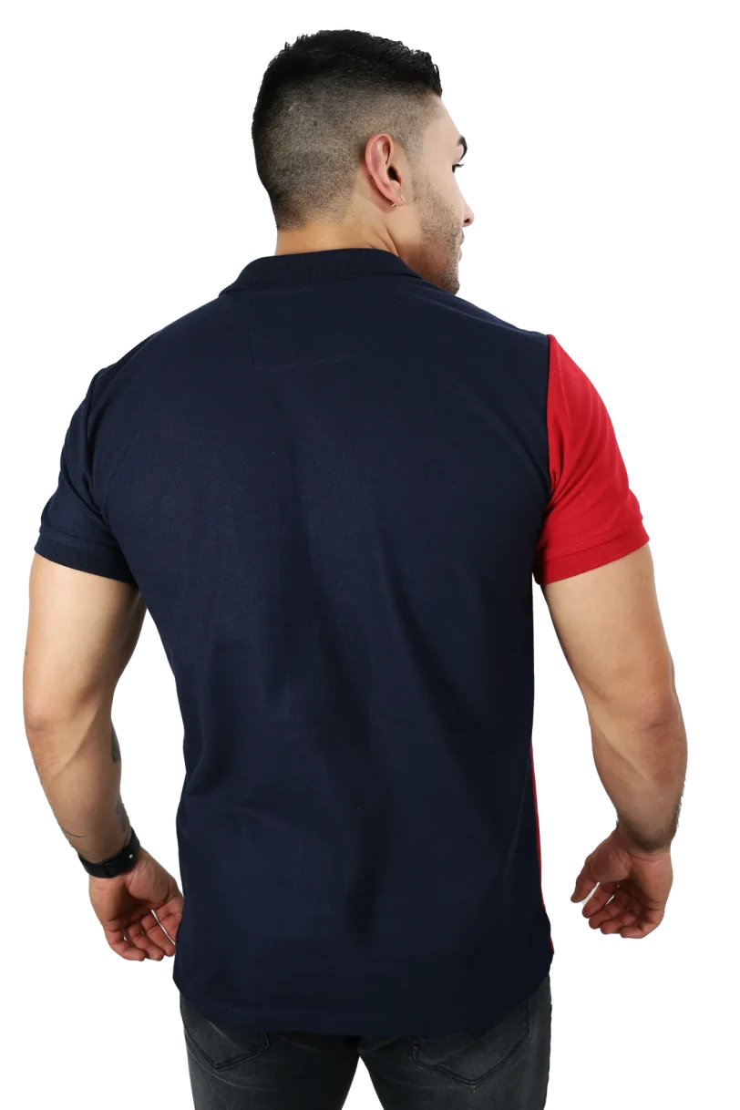 camisetas tipo polo para hombre Combinada Rojo-Azul Oscuro 032A - Image 4