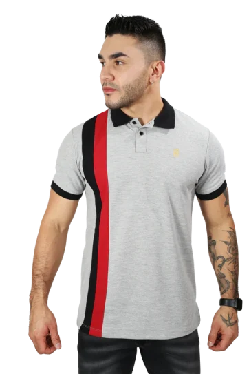 camisetas tipo polo para hombre Combinada Jaspe-Rojo 035B