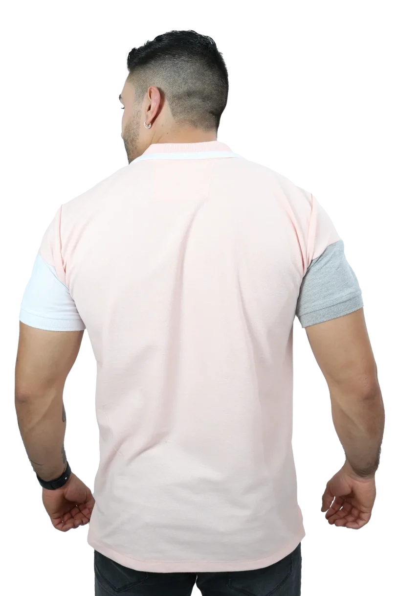 camisetas tipo polo para hombre Combinada Palo Rosa-Blanco 039C - Image 4