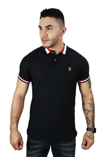 camisetas tipo polo para hombre negro 001D