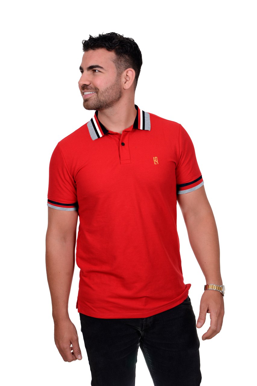 camisetas tipo polo para hombre básica rojo 001B1