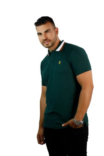 camisetas tipo polo para hombre Verde Militar 001E1