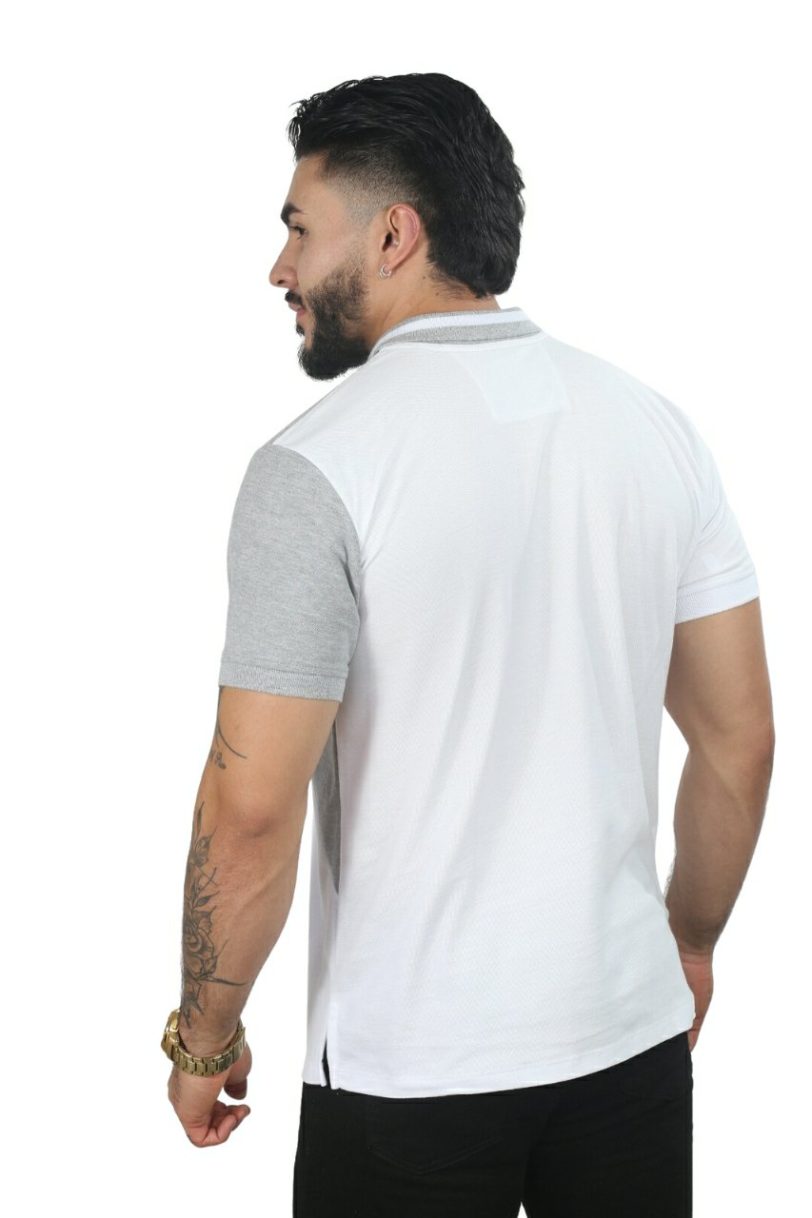 camisetas tipo polo para hombre combinada 041B Blanco/Jaspe - Image 2