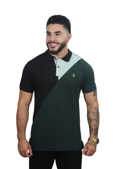 Polo combinada 054a Militar/Negro/Pistacho