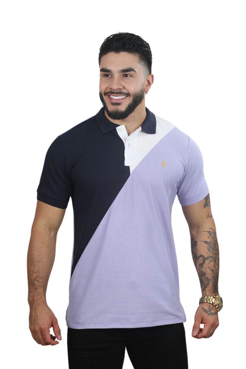 polo combinada 054c Lila/Azul/Blanco