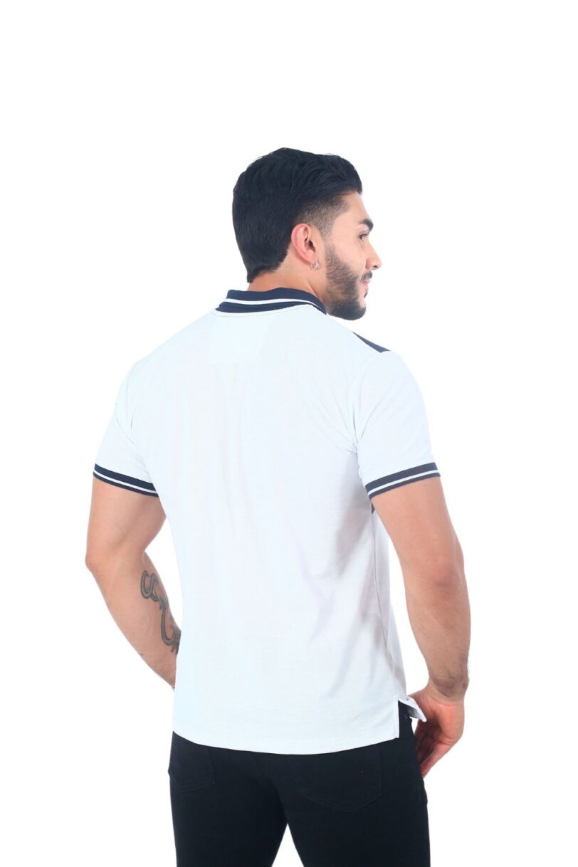 camisetas tipo polo combinada Blanco/Cross/Azul oscuro 064D - Image 3