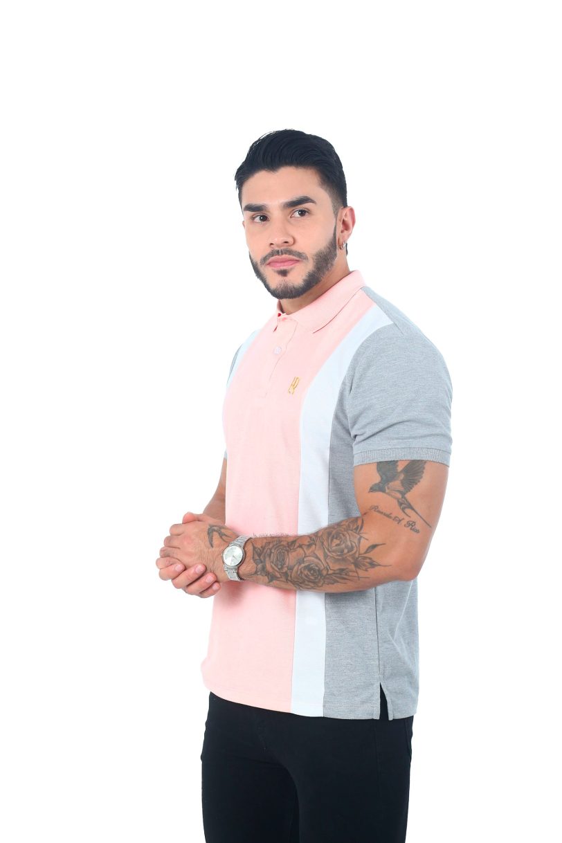 camisetas tipo polo combinada Palo rosa/Blanco/Jaspe 058D - Image 3