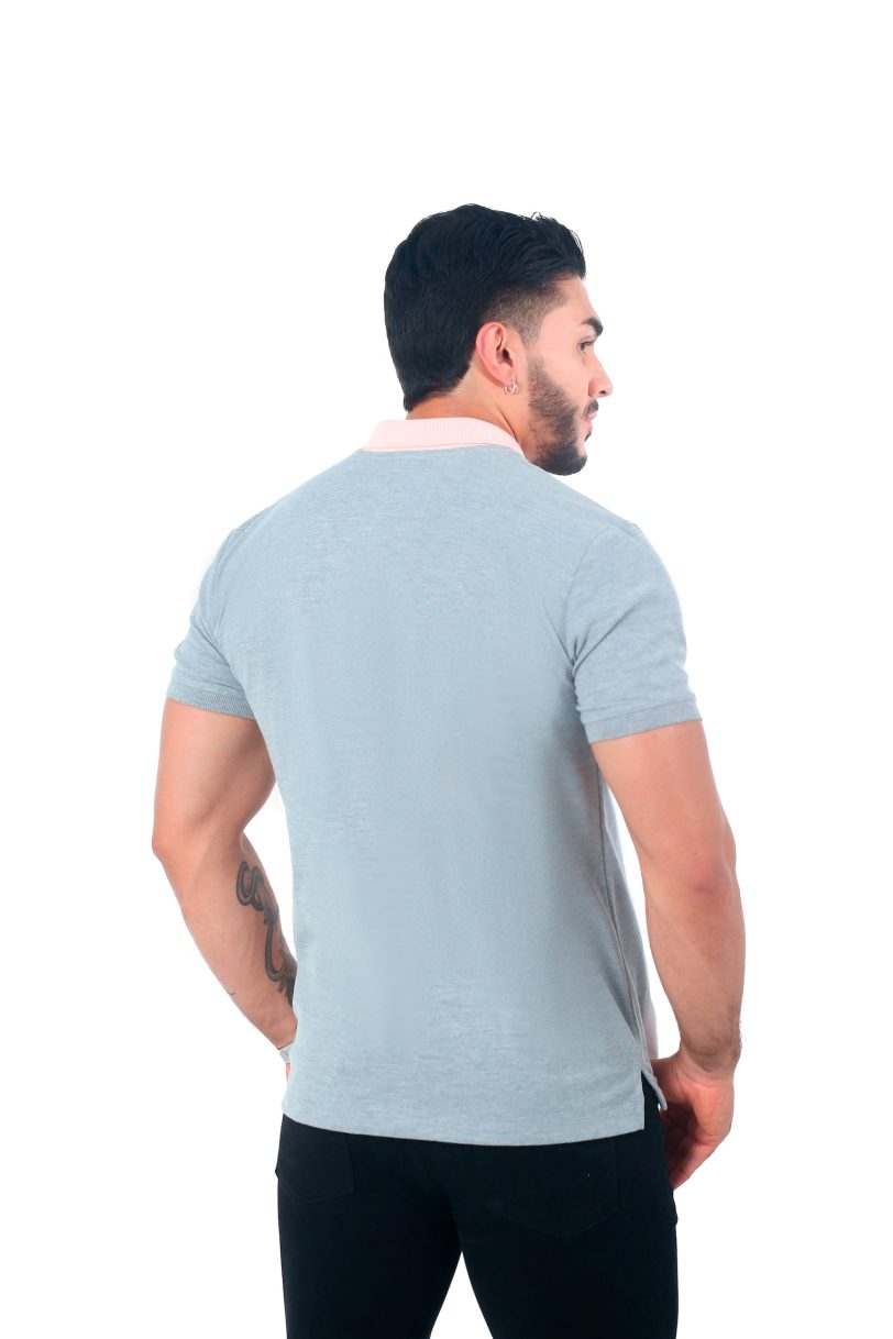 camisetas tipo polo combinada Palo rosa/Blanco/Jaspe 058D - Image 2