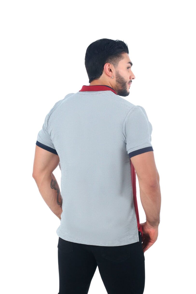 camisetas tipo polo combinada Vinotinto/Azul oscuro/Jaspe 062C - Image 2
