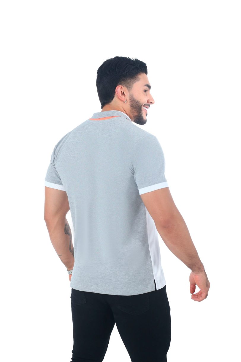 camisetas tipo polo combinada Blanco/Jaspe/Mandarina 062A - Image 3