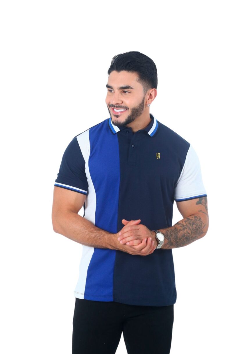 camisetas tipo polo Blanco/Azul oscuro/gris 016c - Image 2