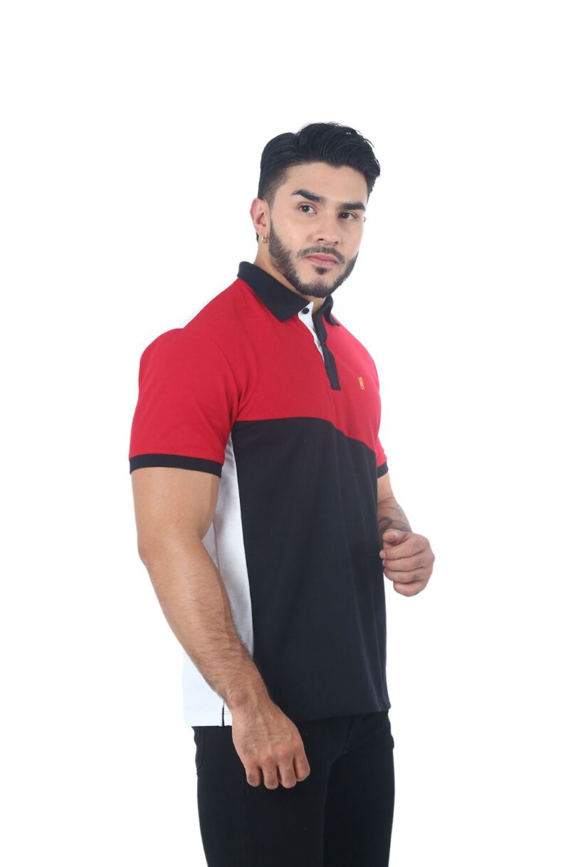 camisetas tipo polo Rojo/Negro/Blanco 061b - Image 3