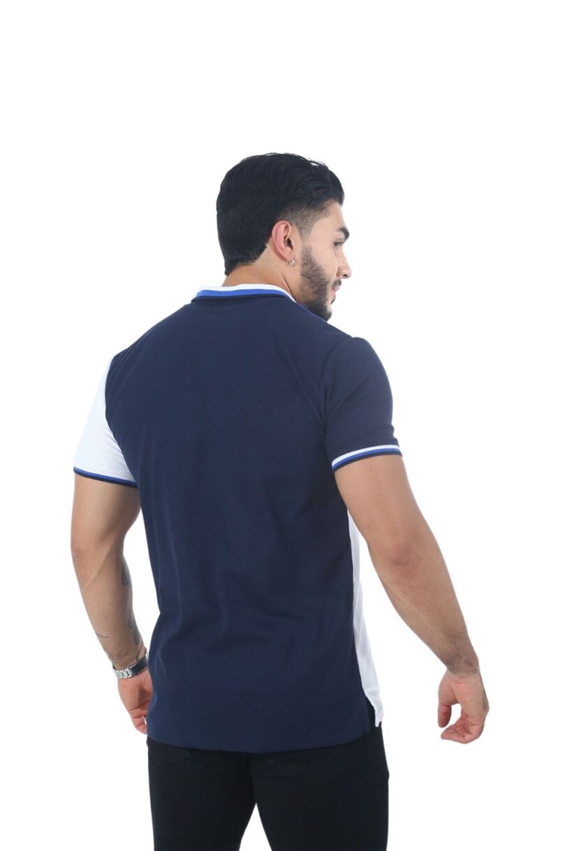 camisetas tipo polo Blanco/Azul oscuro/gris 016c - Image 3