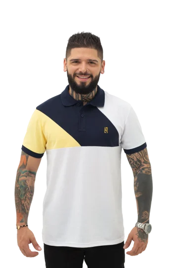 Polo Combinada BLANCO AMARILLO AZUL OSC 042B