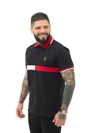 Polo negro-blanco-rojo 060E