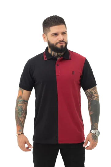 Polo Combinada NEGRO VINOTINTO 067C