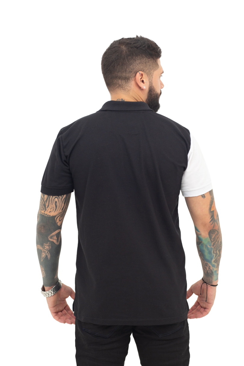 camisetas tipo polo negro/blanco/guayaba 042C - Image 2
