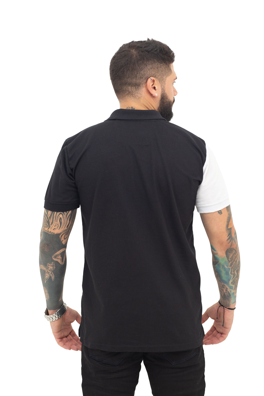 camisetas tipo polo negro/blanco/guayaba 042C - Image 2