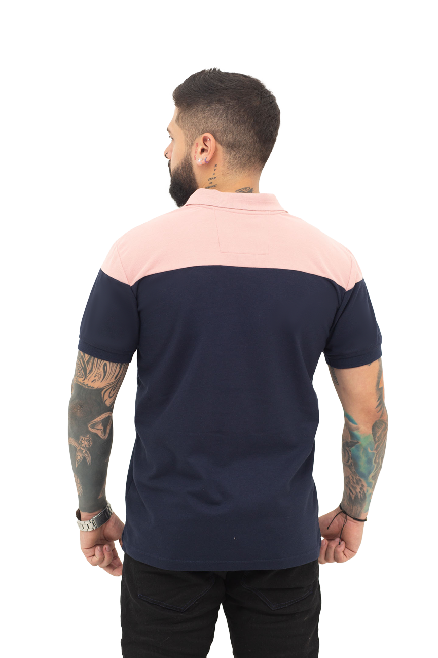 camiseta tipo polo guayaba/azul osc 071c - Image 2