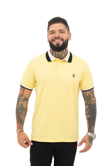 camisetas tipo polo Amarillo claro 001V