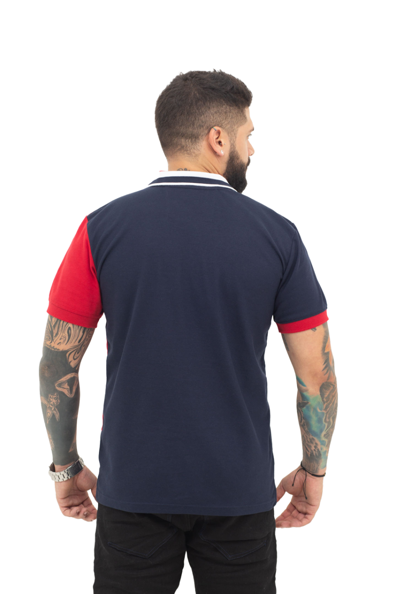 camisetas tipo polo azul osc/rojo 069B - Image 3