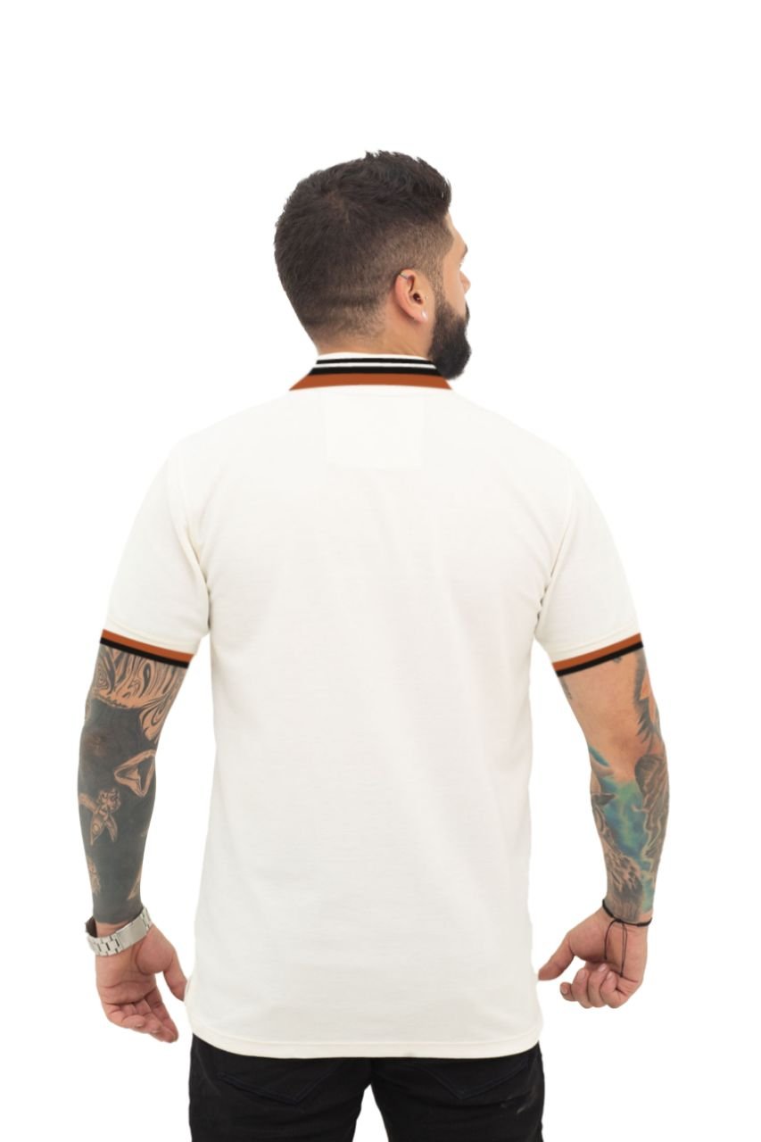 camiseta tipo polo marfil 001T - Image 2