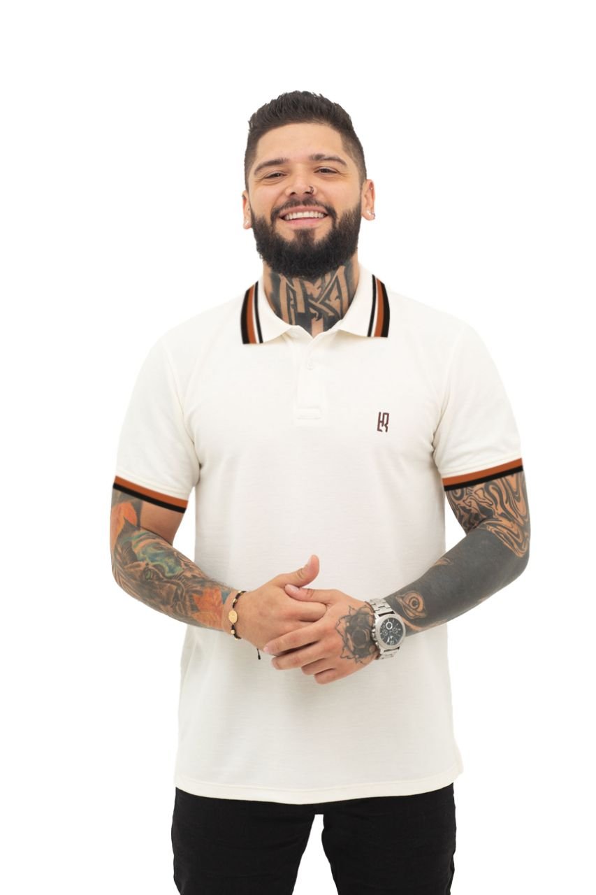 camiseta tipo polo marfil 001T
