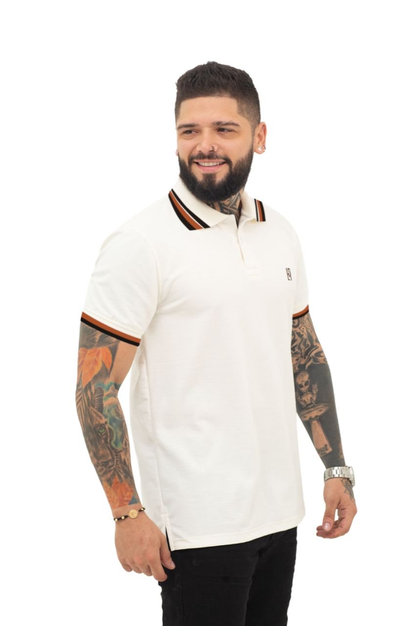 camiseta tipo polo marfil 001T - Image 3