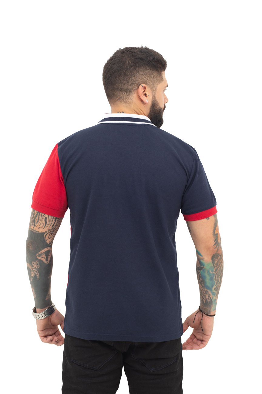 camisetas tipo polo azul osc/rojo 069B - Image 3