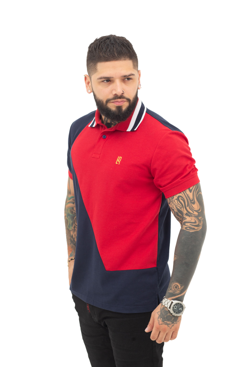 camisetas tipo polo azul osc/rojo 069B - Image 2
