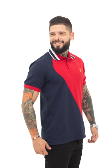 camisetas tipo polo azul osc/rojo 069B