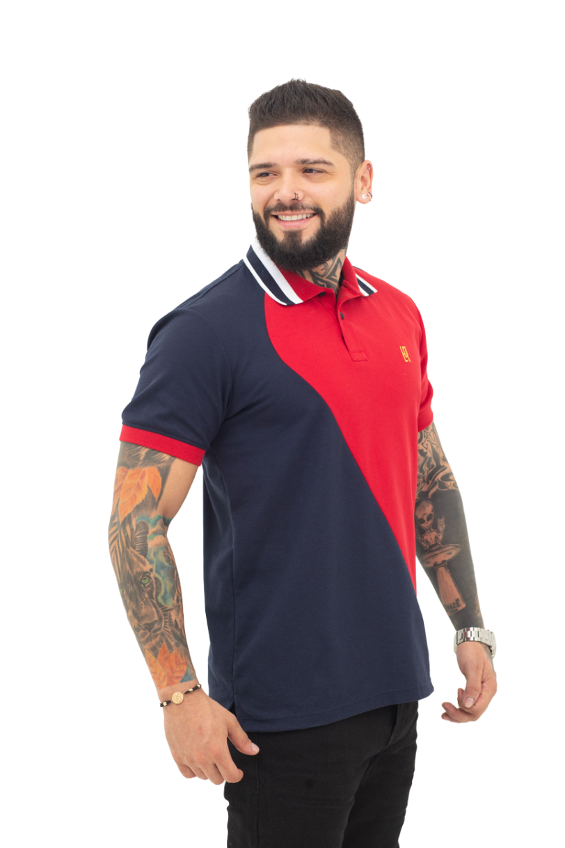 camisetas tipo polo azul osc/rojo 069B