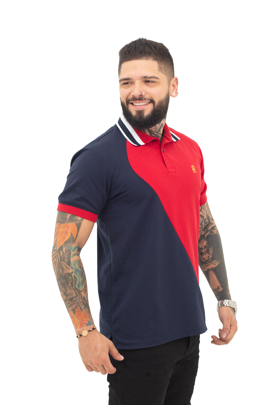camisetas tipo polo azul osc/rojo 069B