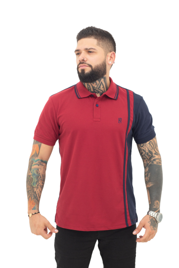 camisetas tipo polo azul osc/Vinotinto 065A