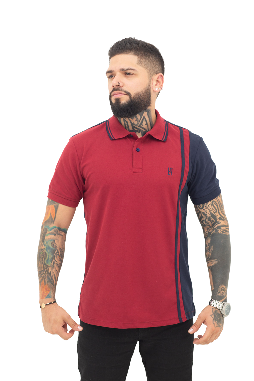 camisetas tipo polo azul osc/Vinotinto 065A