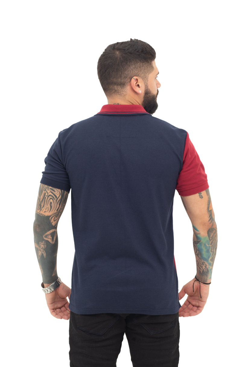 camisetas tipo polo azul osc/Vinotinto 065A - Image 3
