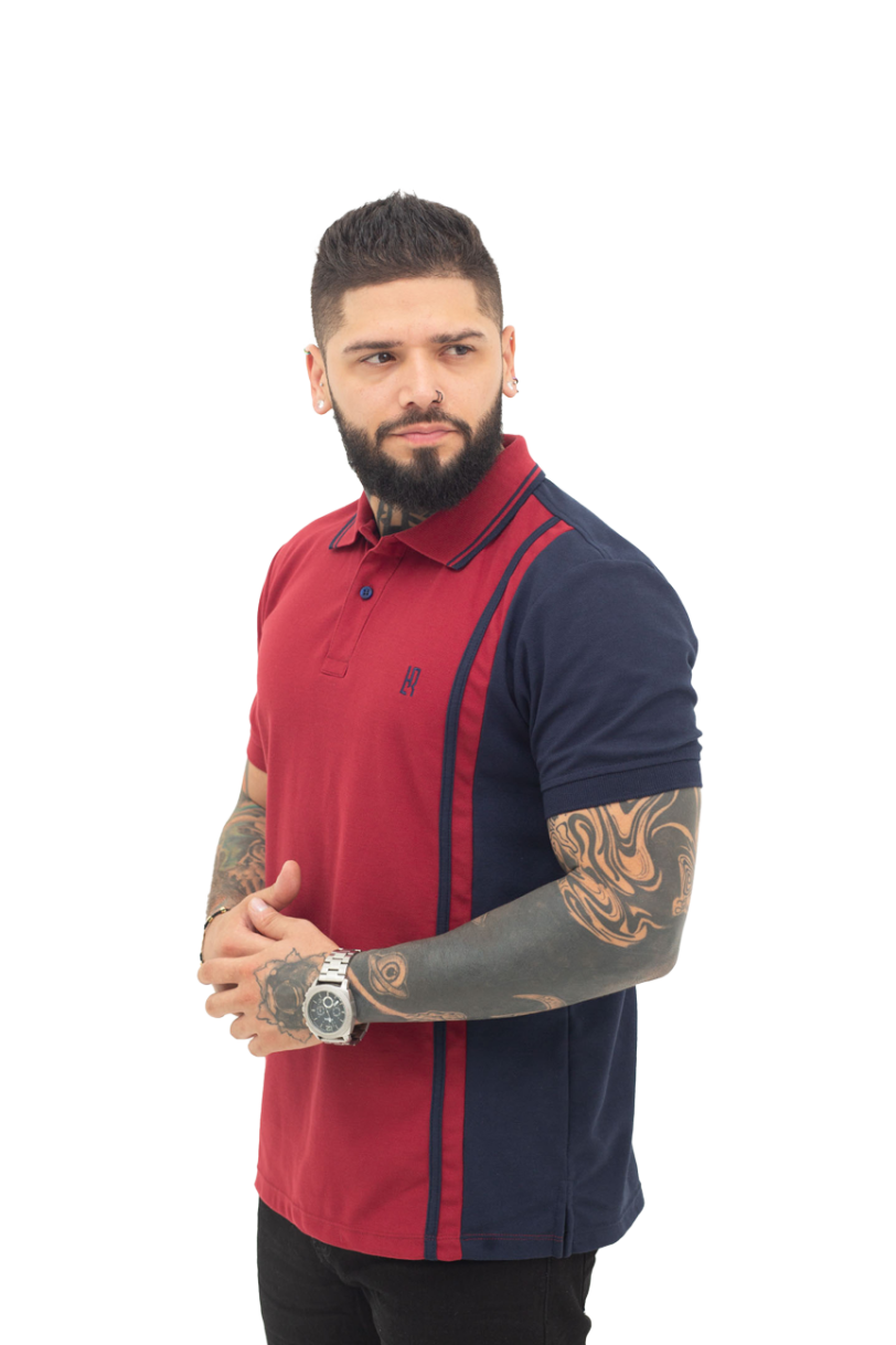 camisetas tipo polo azul osc/Vinotinto 065A - Image 2