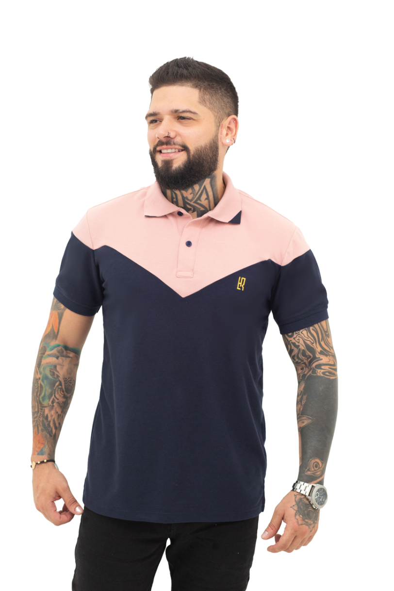 camiseta tipo polo guayaba/azul osc 071c