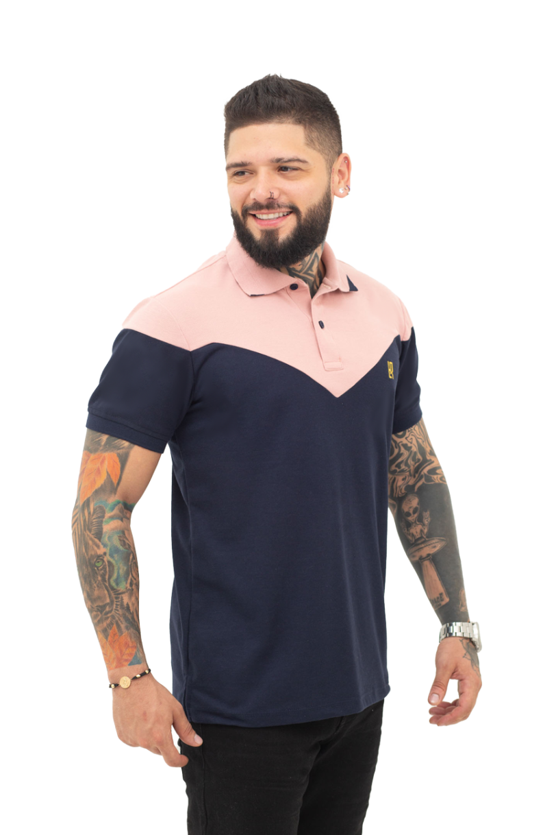 camiseta tipo polo guayaba/azul osc 071c - Image 3
