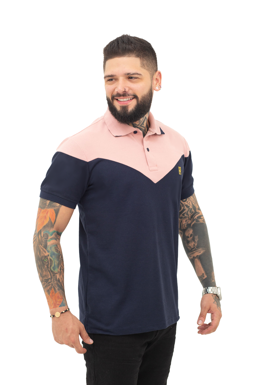 camiseta tipo polo guayaba/azul osc 071c - Image 3