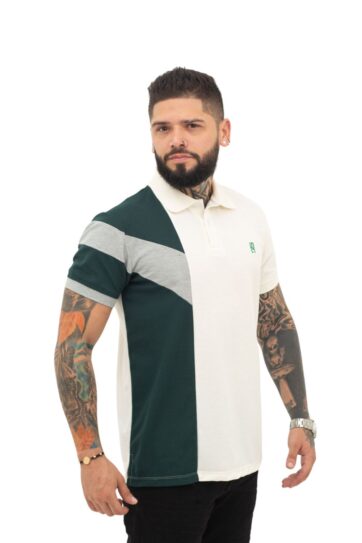 camisetas tipo polo verde/gris/marfil 068D