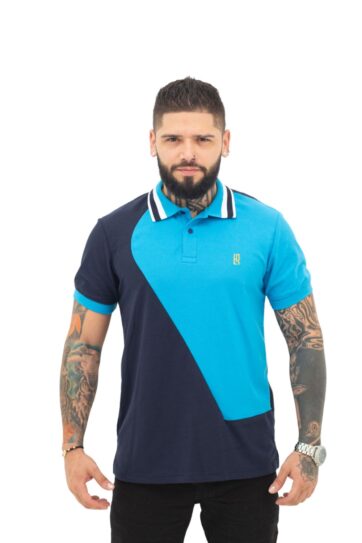 camiseta tipo polo turqueza/azul osc 069C