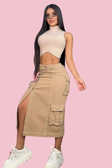 Falda Jeans larga cargo N151