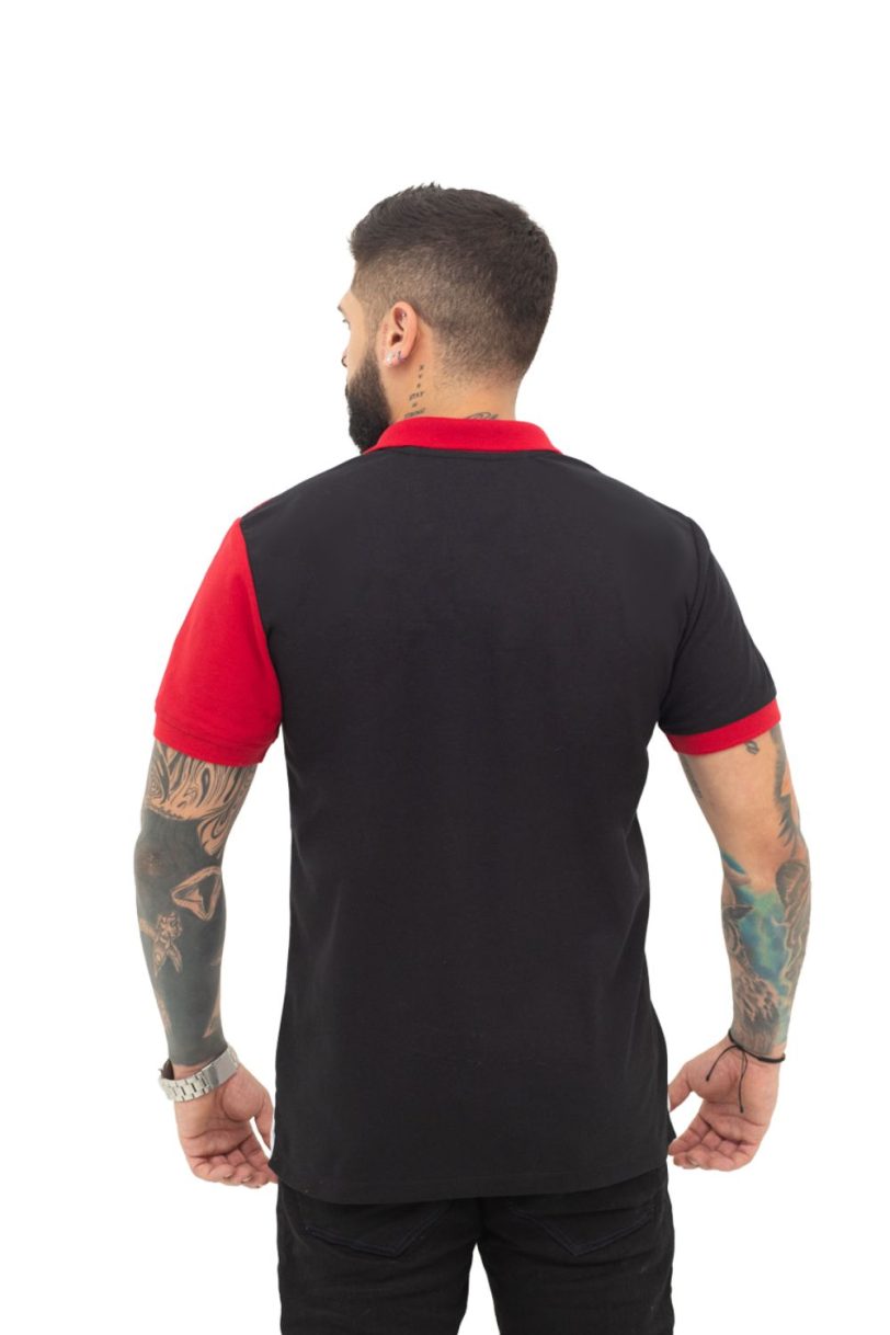 camiseta tipo polo negro/rojo/blanco 070B - Image 2