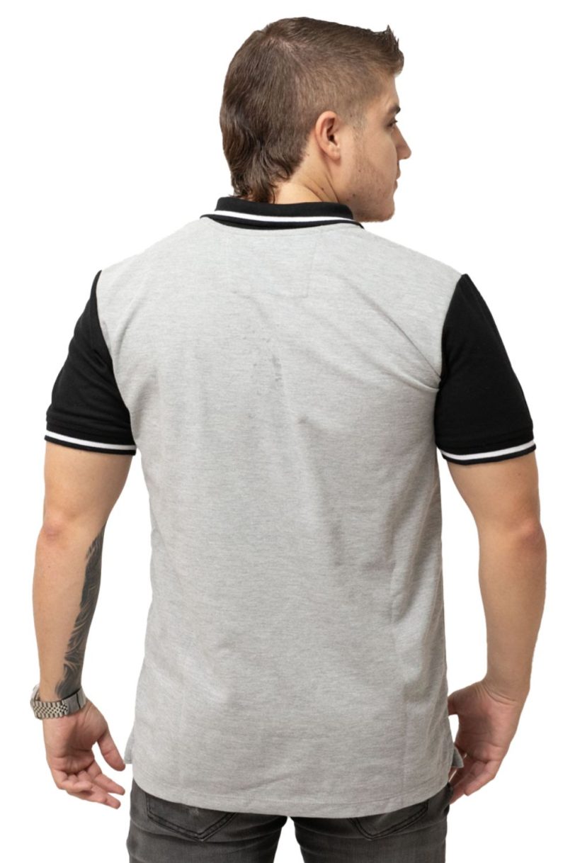 camiseta tipo polo blanco jaspe negro 072A - Image 3