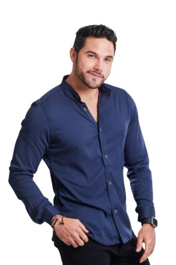 Camisa manga larga azul oscuro