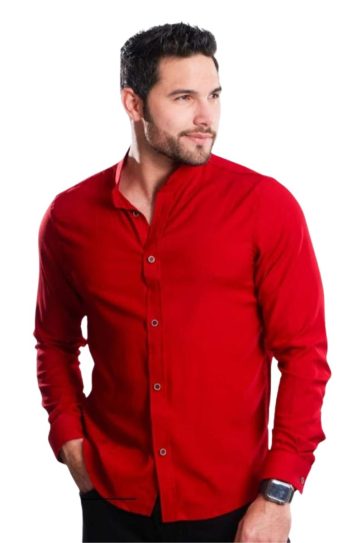 Camisa manga larga t85b rojo teja