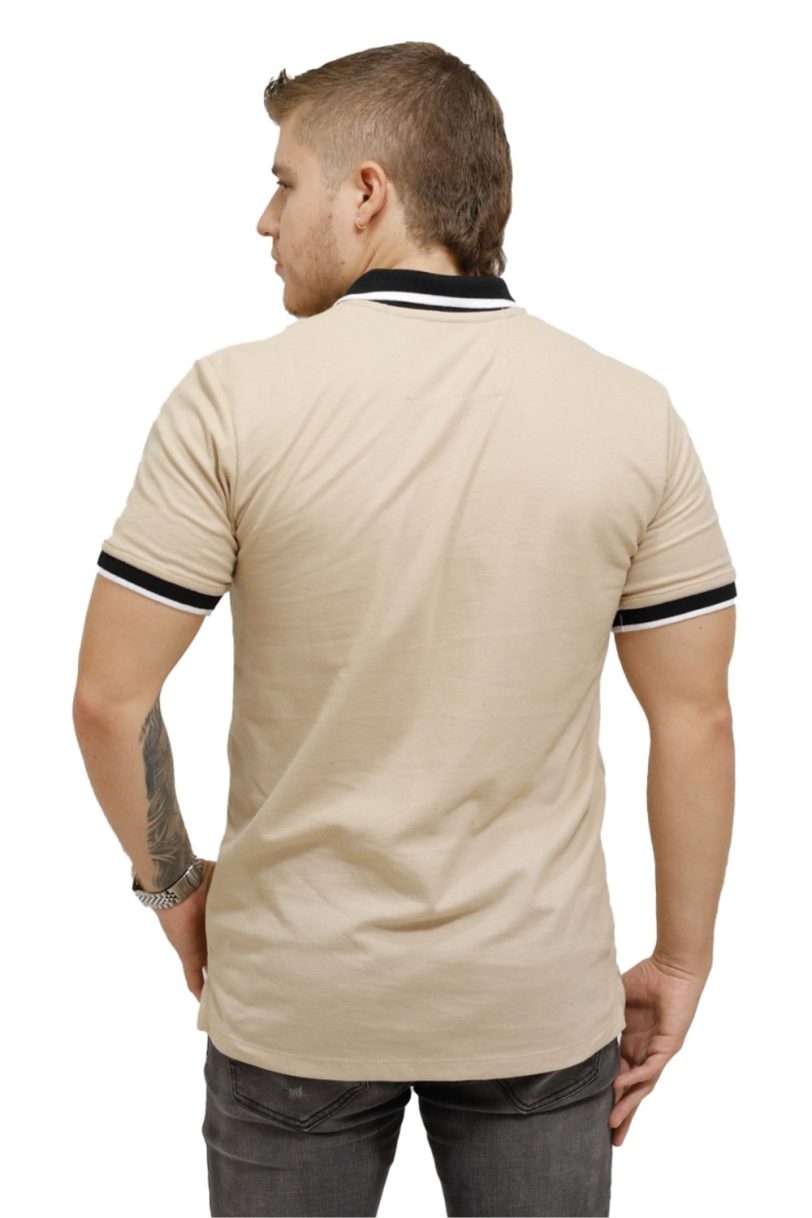 camiseta tipo polo trigo/blaco 073c - Image 3