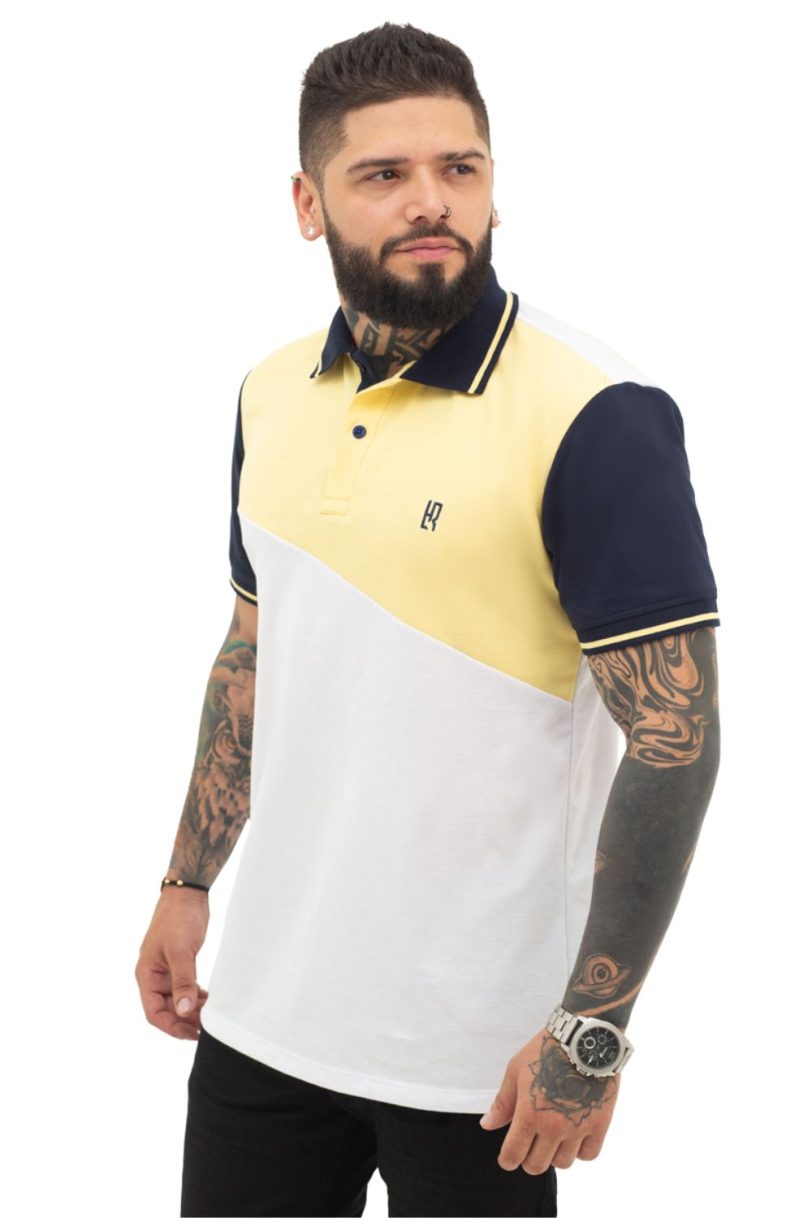camiseta tipo polo amarillo blanco azul osc 072c - Image 2