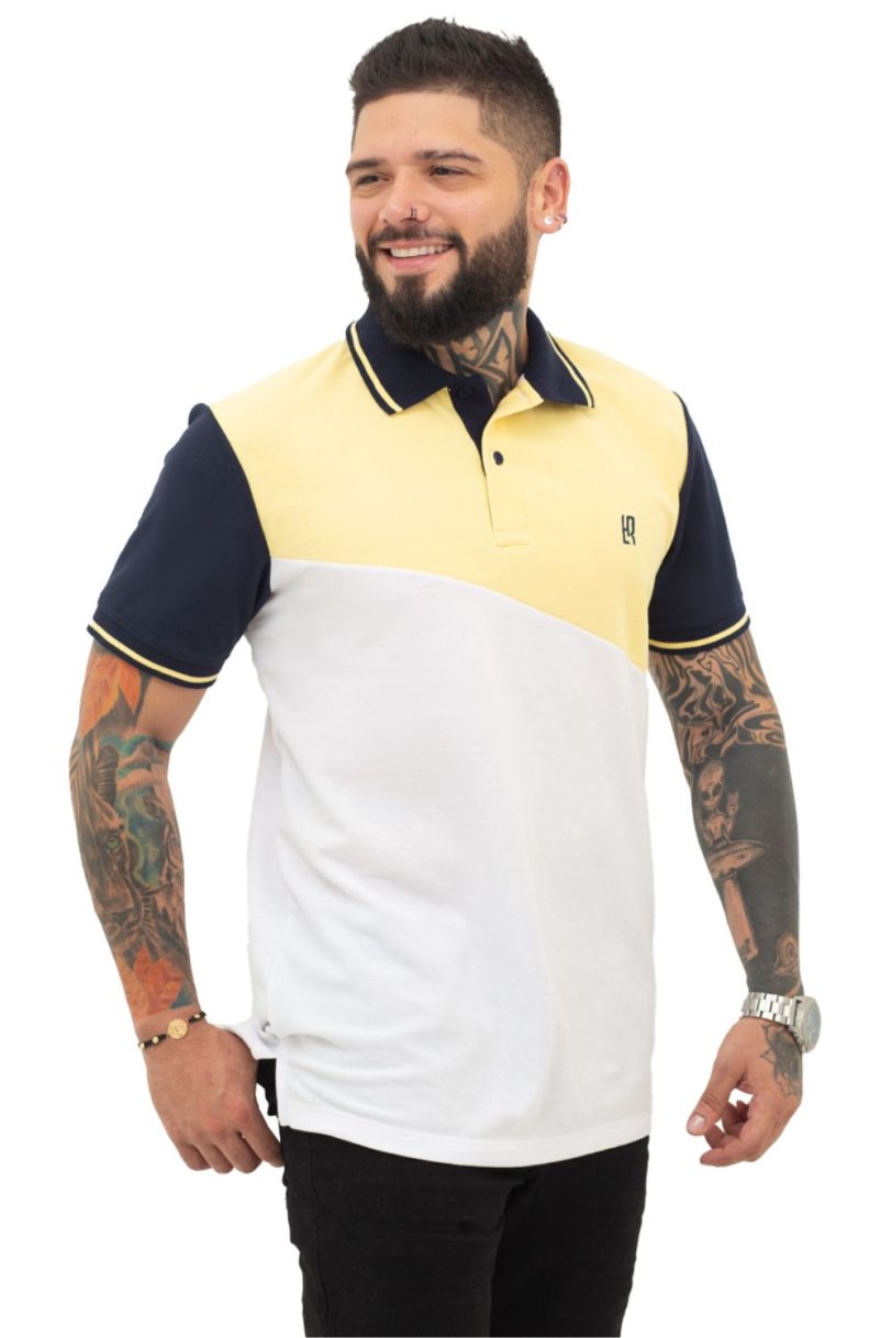 camiseta tipo polo amarillo blanco azul osc 072c